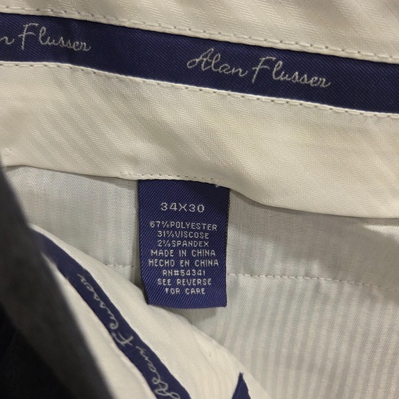 Alan Flusser Pants Mens 36x30 Gray Golf Chino Dress Pants Casual Office Classic - Picture 4 of 7